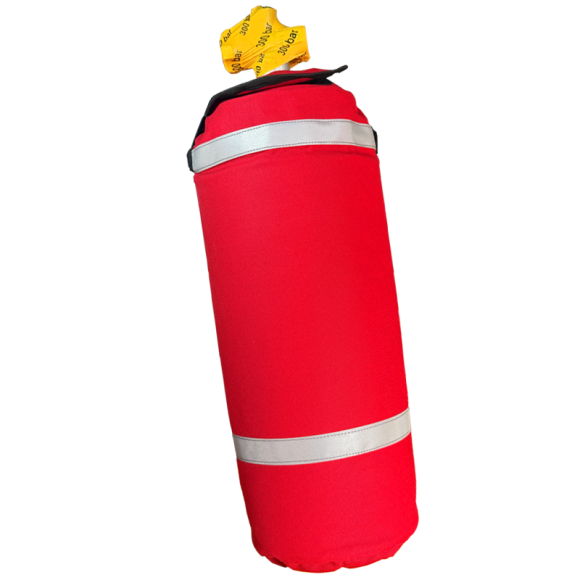 Pokrowiec trudnopalny na kompozytowe butle powietrzne - rzepy, odblaski - czerwony